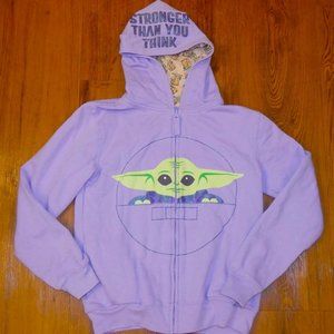 STAR WARS The Mandalorian Girls 14-16 Baby Yoda Purple Fleece Zip Up Hoodie